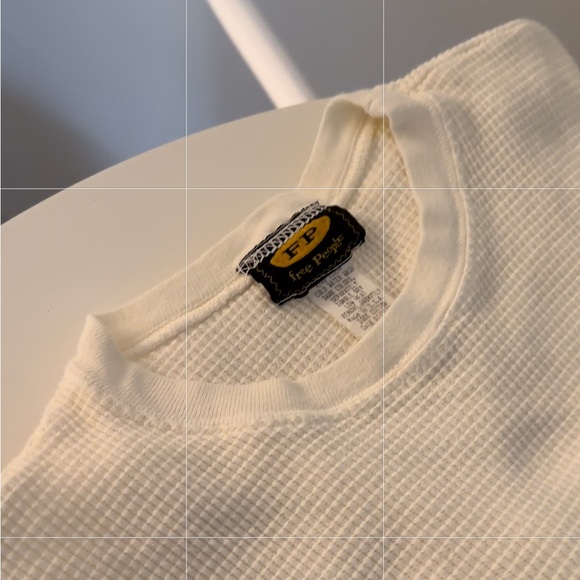 Free People Vintage White Thermal T-Shirt - Picture 3 of 5